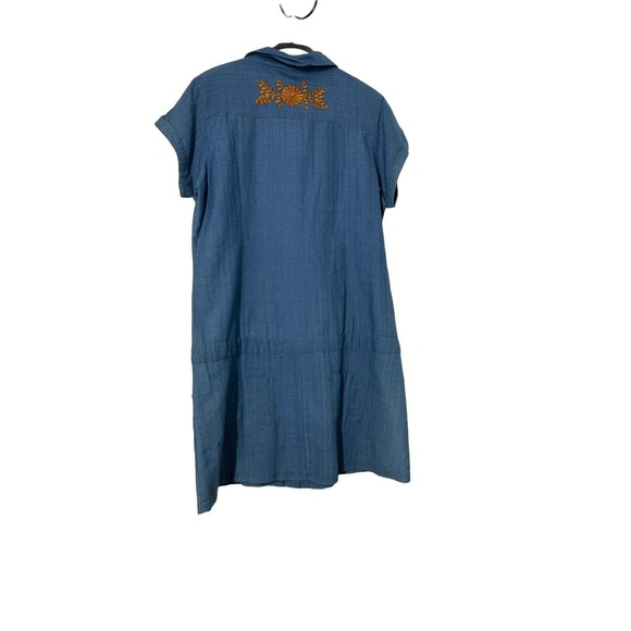 Sister Mary Abigail Embroidered  Short‎ Sleeve Linen Shirt Dress Small floral - Picture 2 of 6
